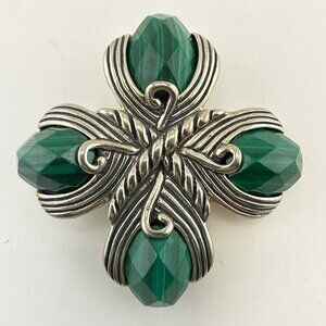 Carolyn Pollack Pendant Brooch Enhancer Malachite Green Pin Sterling Silver 925